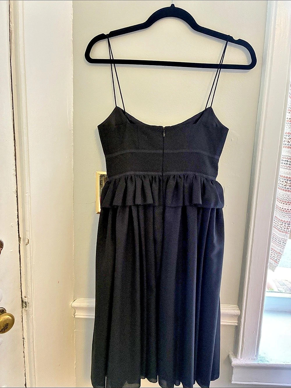 J.Crew Black Wool Blend Ruffle Midi Dress Size 0